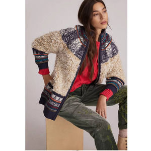 New Anthropologie PILCRO Longline Sherpa Bomber Jacket $398